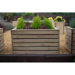 Forest Garden Wooden Linear Double Planter -Plantery Shop 12814339 1664832957292915