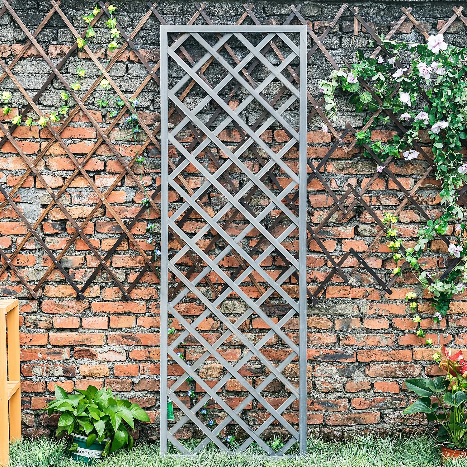1.8m X 60cm Wooden Trellis Panel - Grey 4 1.8m X 60cm Wooden Trellis Panel - Grey - Image 2