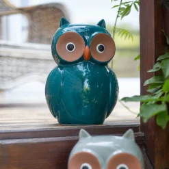 Ceramic Owl Garden Ornament - 25cm -Plantery Shop 12890924 3344941774233010