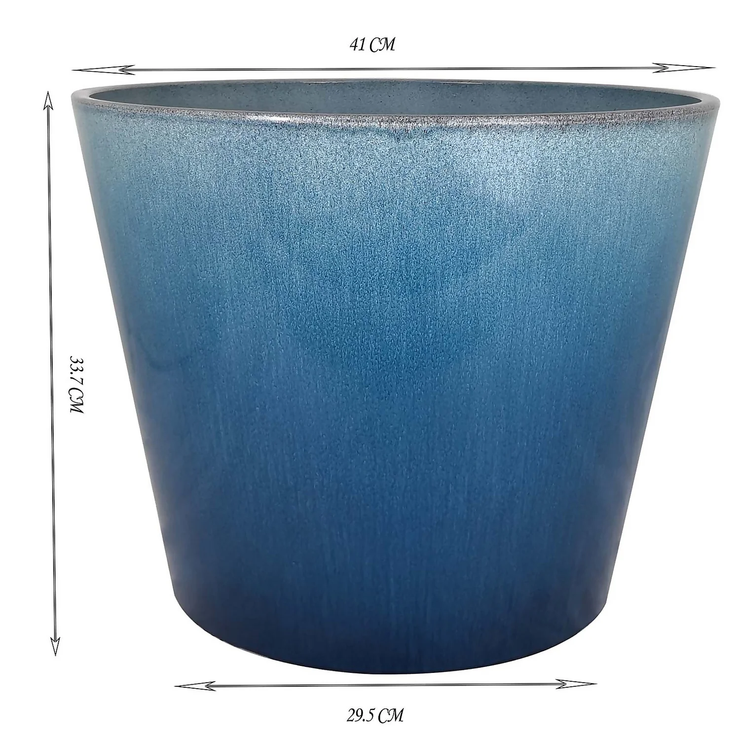 Glazed Finish Blue Planter - 40cm 4 Glazed Finish Blue Planter - 40cm - Image 2