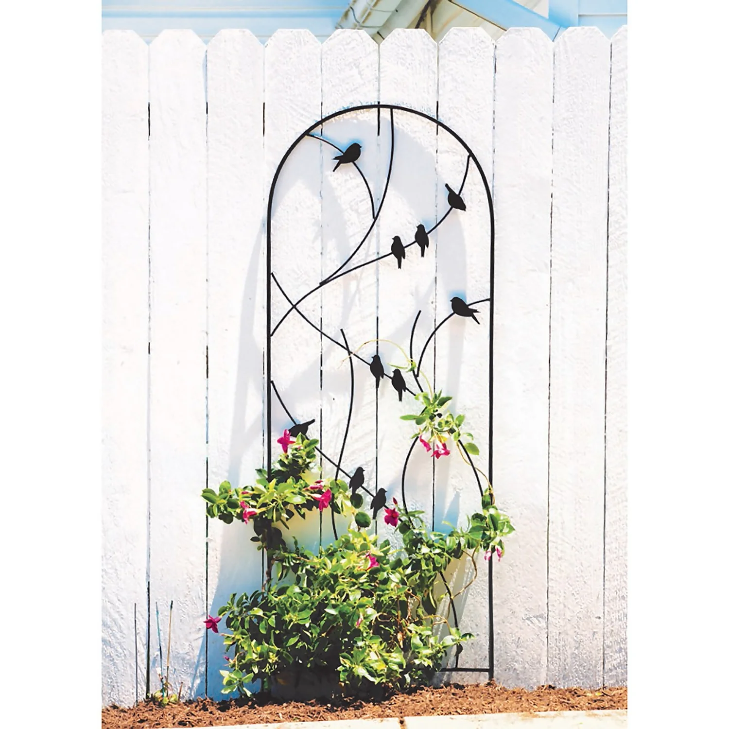 Panacea Perching Birds Garden Trellis - Black - 183 X 61cm 4 Panacea Perching Birds Garden Trellis - Black - 183 X 61cm - Image 2