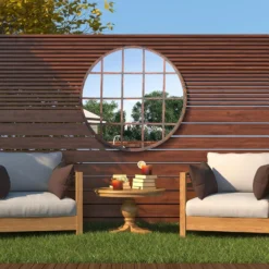 MirrorOutlet Metal Round Decorative Window Garden Mirror - 80cm -Plantery Shop 13950547 4734987138906431