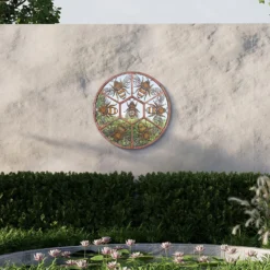 MirrorOutlet Metal Round Decorative Bumble Bee Window Garden Mirror - 80cm -Plantery Shop 13950550 1494987139218794