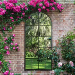 MirrorOutlet Somerley Lotus Arch Antique Black Extra Large Metal Garden Mirror - 160x75cm 5 MirrorOutlet Somerley Lotus Arch Antique Black Extra Large Metal Garden Mirror - 160x75cm -Plantery Shop 13950568 1474987139162910