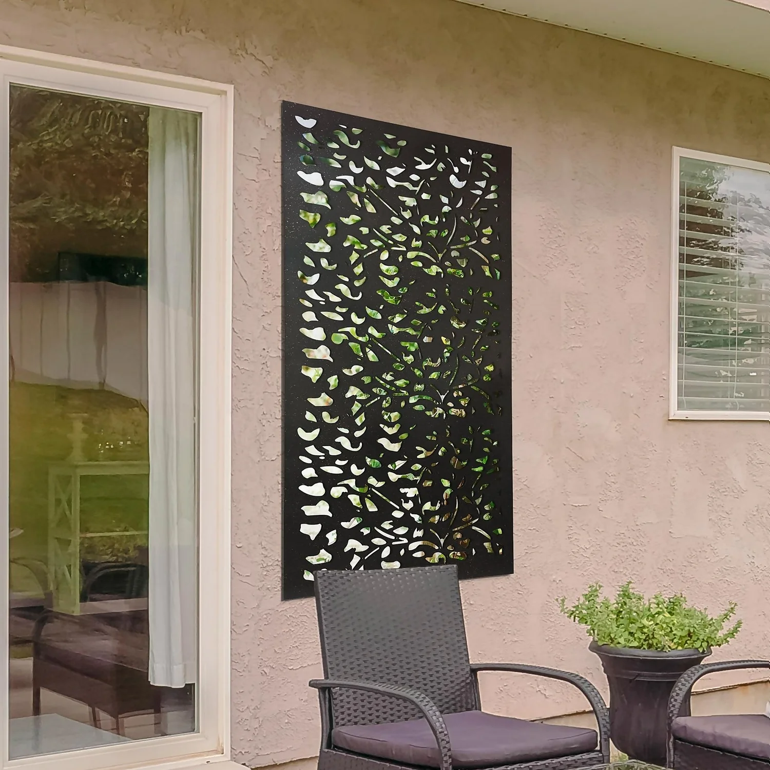 Amarelle Large Metal Leaf Design Decorative Garden Screen Mirror - 120x60cm 3 Amarelle Large Metal Leaf Design Decorative Garden Screen Mirror - 120x60cm