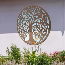 MirrorOutlet Swirl Tree Round Garden Mirror - 100cm -Plantery Shop 13950587 1874987139291019