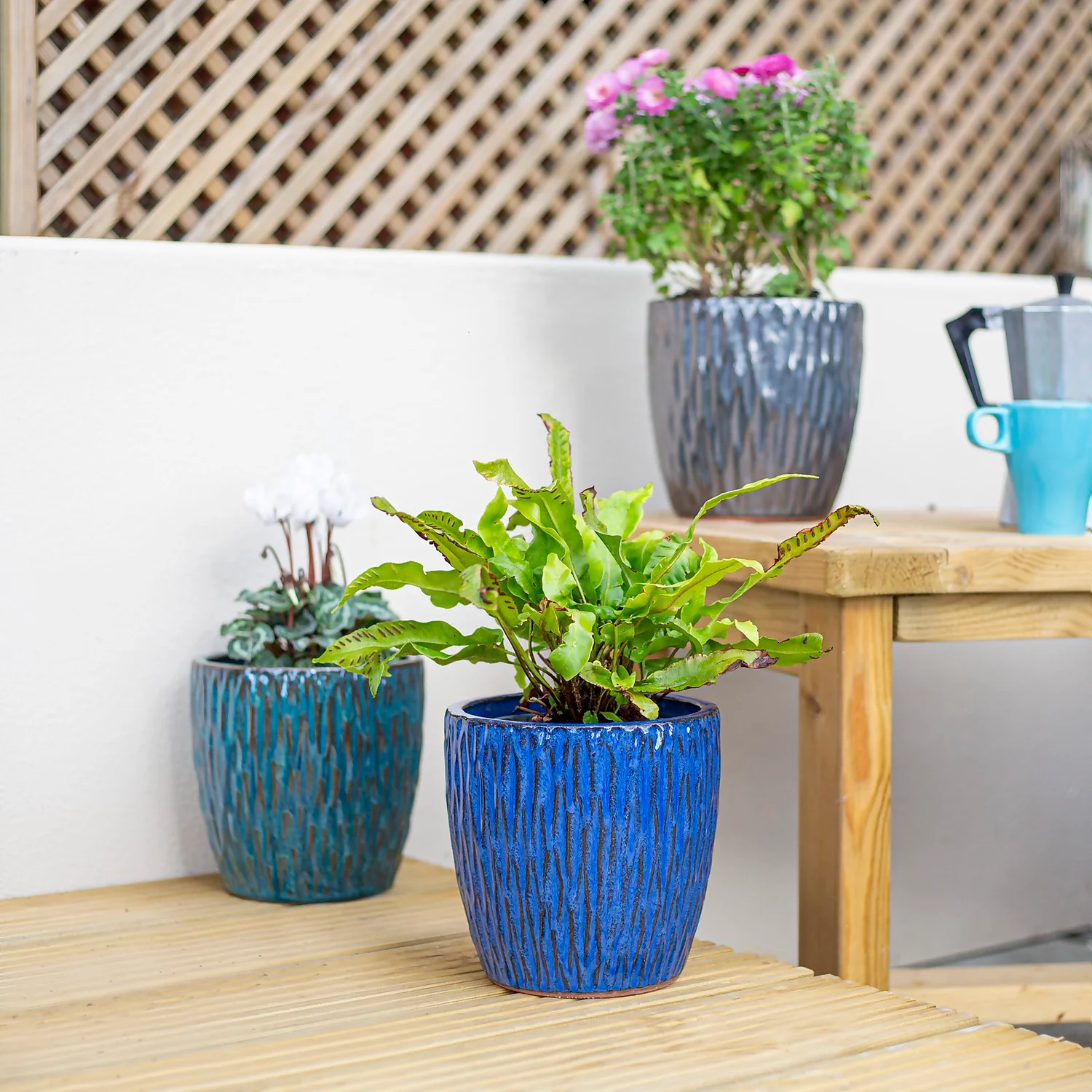 Chiswick Textured Pot Blue - 32cm 7 Chiswick Textured Pot Blue - 32cm - Image 5