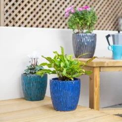 Chiswick Textured Pot Blue - 18cm 12 Chiswick Textured Pot Blue - 18cm -Plantery Shop 13973626 4685011238594907