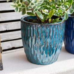 Chiswick Textured Pot Green - 32cm -Plantery Shop 13973629 1185011238552049