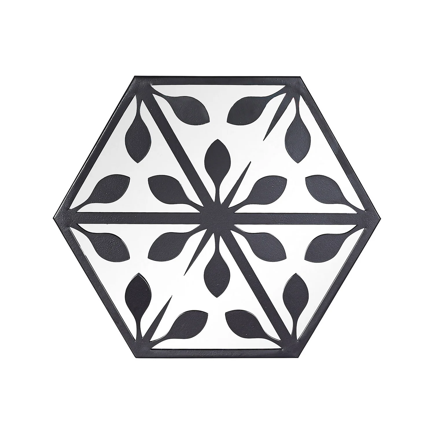 Hexagonal Laser Cut Outdoor Mirror 35cm - Black 3 Hexagonal Laser Cut Outdoor Mirror 35cm - Black