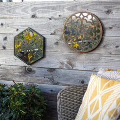 Hexagonal Laser Cut Outdoor Mirror 35cm - Black 13 Hexagonal Laser Cut Outdoor Mirror 35cm - Black -Plantery Shop 13981007 1595005835402682