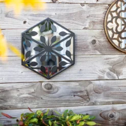 Hexagonal Laser Cut Outdoor Mirror 35cm - Black 11 Hexagonal Laser Cut Outdoor Mirror 35cm - Black -Plantery Shop 13981007 4985005835349966