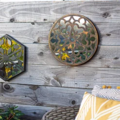 Round Laser Cut Outdoor Mirror 35cm - Bronze -Plantery Shop 13981008 1405005835433141