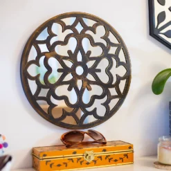 Round Laser Cut Outdoor Mirror 35cm - Bronze -Plantery Shop 13981008 8645005835380560
